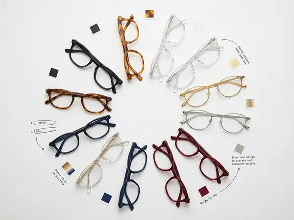 Eyeglass frame color options from classic black to bold colors at City Optix