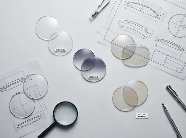 Types of computer glasses lenses available at City Optix including single vision and progressive options