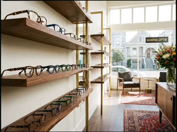 Designer eyewear collection at City Optix featuring luxury handcrafted frames in San Francisco Marina District
