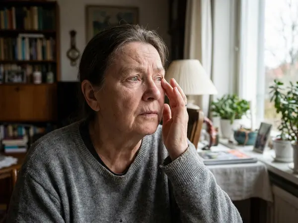 Person experiencing concerning vision symptoms requiring immediate eye doctor evaluation