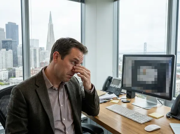 San Francisco professional experiencing blurry vision while working at computer in Marina District