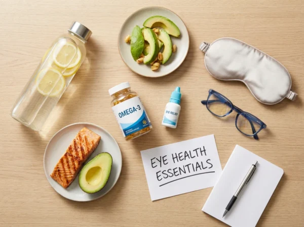 Lifestyle factors affecting eye health including hydration and nutrition for clear vision