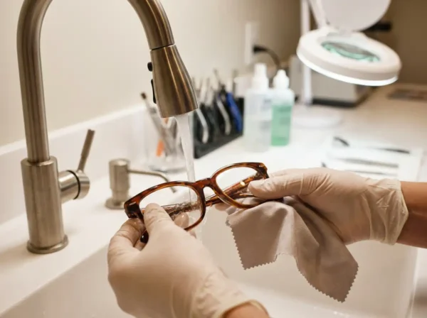 Professional cleaning of luxury designer eyewear at City Optix San Francisco