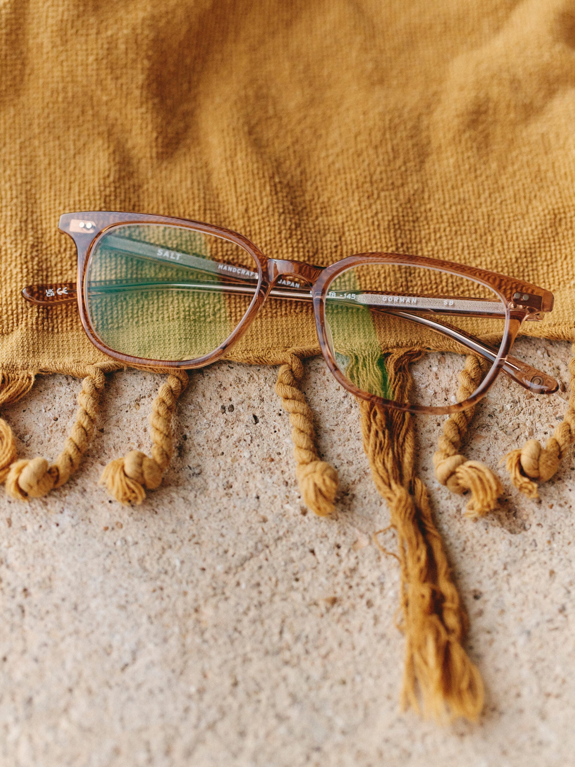 Close view of Salt Optics frames showing the soft matte acetate finish