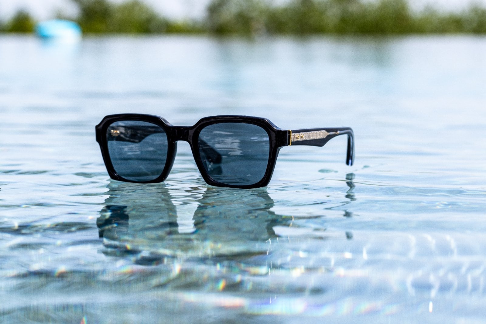 Torus eyewear frame floating on water, City Optix Marina San Francisco