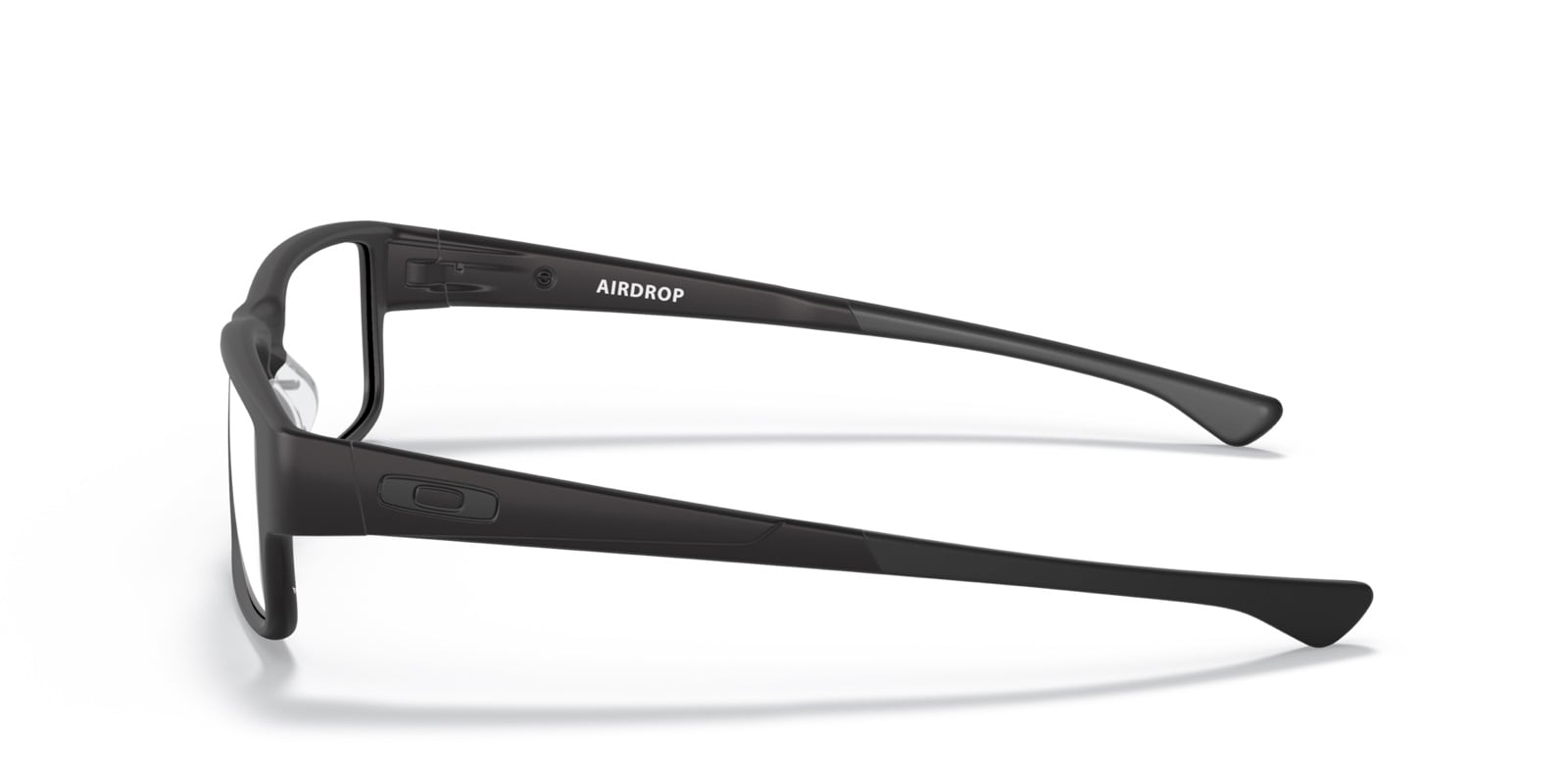 Side view of Oakley Airdrop optical eyeglasses in satin black.